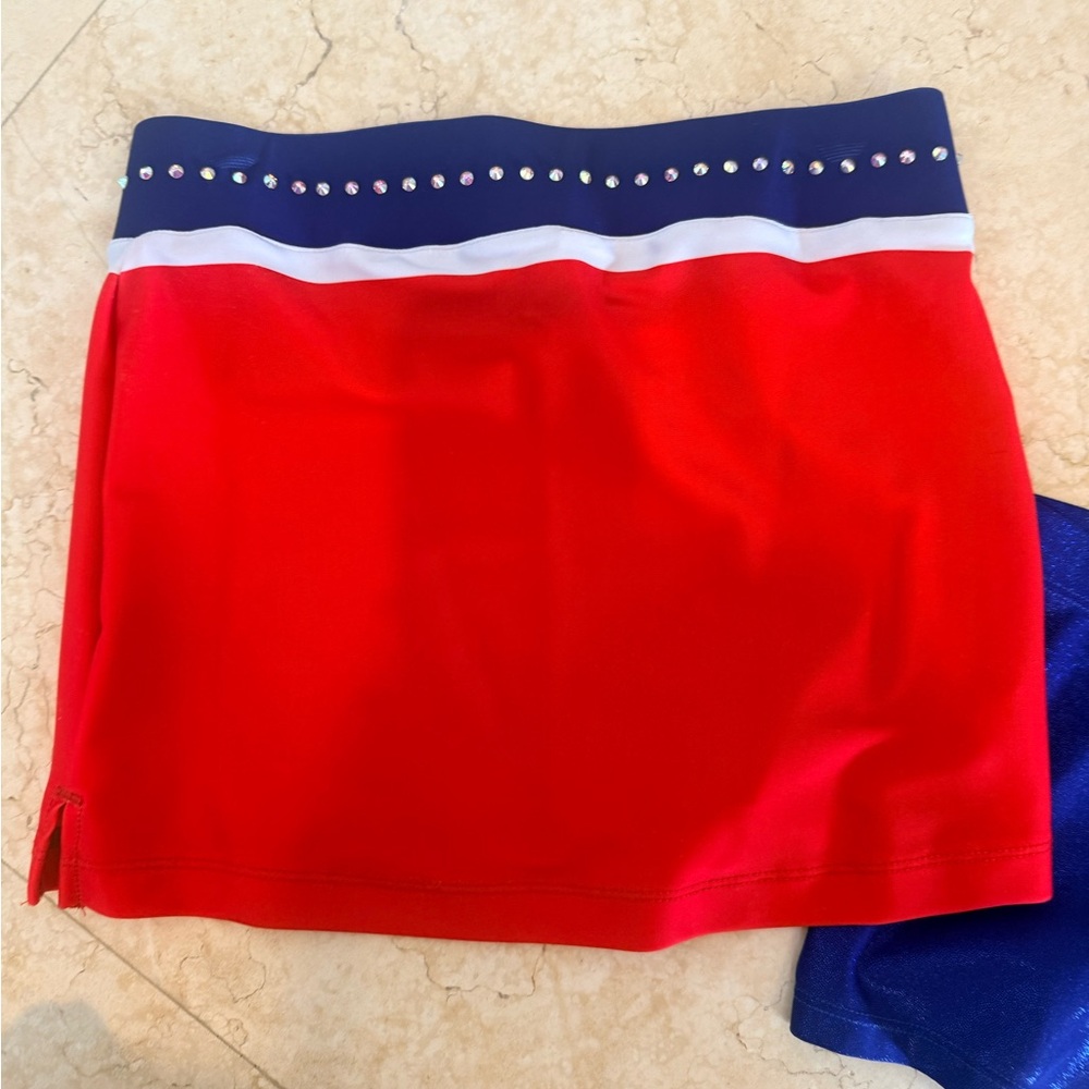 Competition Cheerleading outfit Size Youth LargeTop rewd, Navy & White - Picture 6 of 11